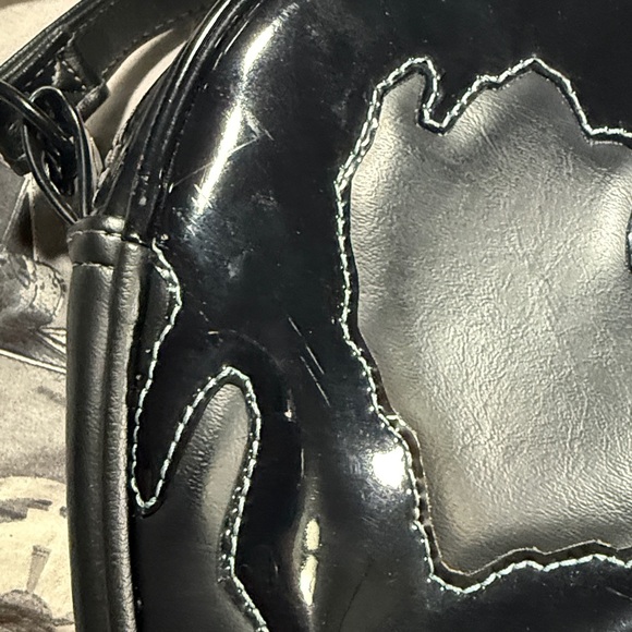 LOVE PAIN AND STITCHES HANDMADE POSION HEART BLACK ON BLACK CROSSBODY OG!! - Picture 6 of 14